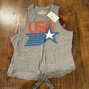 USA tie up tank top